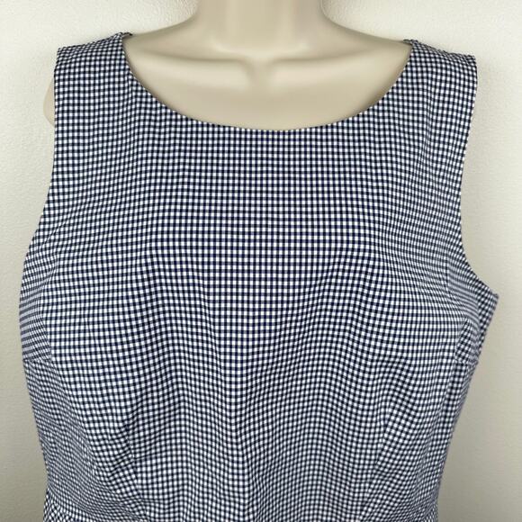 Talbots Blouse Top Sleeveless Gingham Check Plaid Peplum Size 18 Nautical - Picture 2 of 10